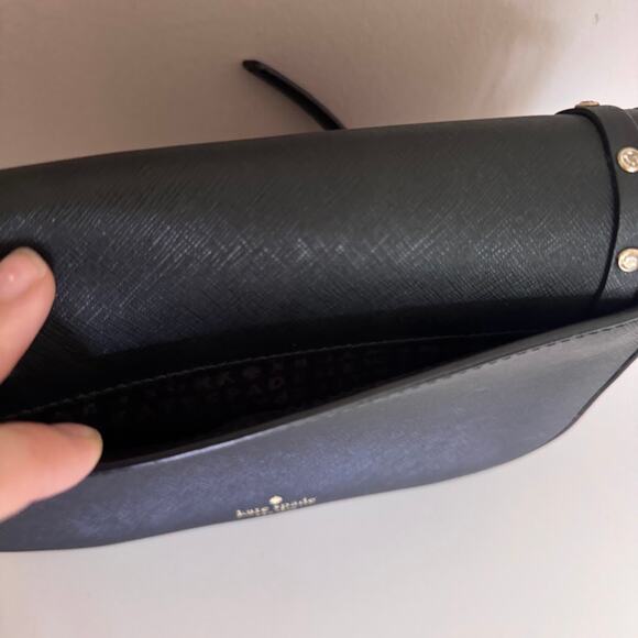 Kate Spade Laurel Way Jeweled Rhinestone Bow Black Leather Crossbody Bag - Picture 9 of 10